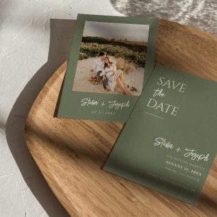 Save The Date Elégant Sage Green Moderne Boho Chic Photo Mariage