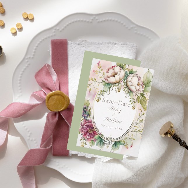 Save The Date Élégant Sage Green Romantique Rustique Enregistrer (Créateur téléchargé)