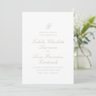 Save The Date Élégant Sandy Neutral Mariage traditionnel