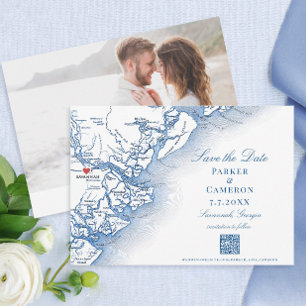 Save The Date Elegant Savannah Georgia Mariage de la marine