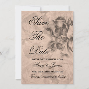 Save The Date Elégant "Save The Date" Roses Vintages Sepia