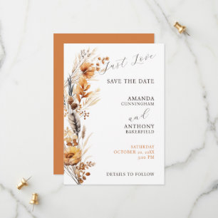 Save The Date Élégant Script Automne Fleurs d'automne Mariage
