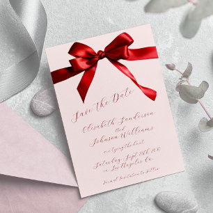 Save The Date Élégant script calligraphie arc rouge rose mariage