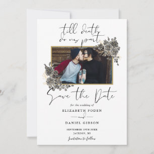 Save The Date Élégant Script Gothique Photo De Mariage Floral