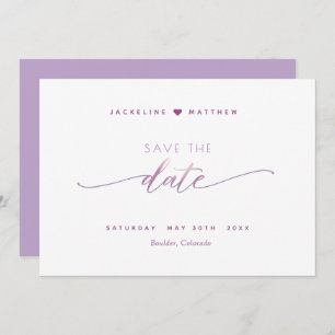Save The Date Élégant script, Mauve Lavender Simple Mariage