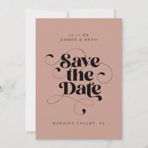 Save The Date Élégant Script Moderne Blush Rose Art Design Photo