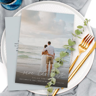 Save The Date Élégant Script Moderne Photo Mariage Enregistrer L