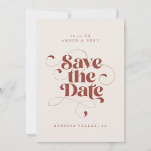 Save The Date Élégant Script Moderne Terracotta Art Design Photo