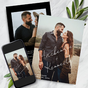 Save The Date Élégant Script Names Photo Enregistrer la date