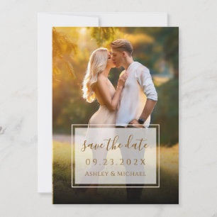 Save The Date Élégant Script Photo Moderne Mariage Transparent