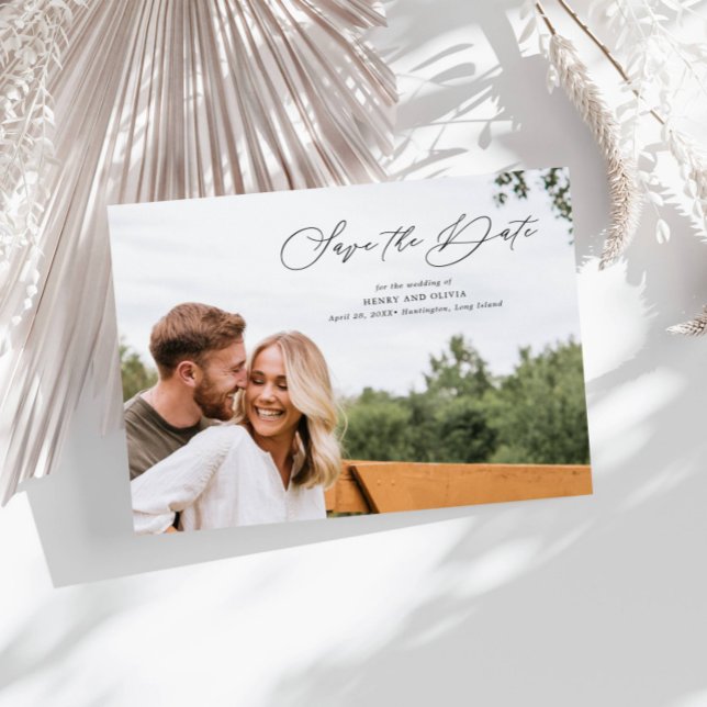 Save The Date Élégant script photo pleine photo horizontale (Créateur téléchargé)