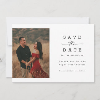Save The Date Elegant Script Photo QR Code Wedding