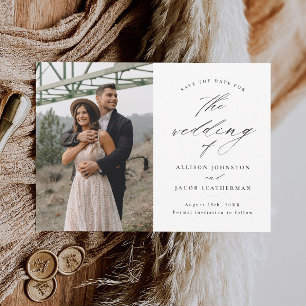 Save The Date Élégant Script Photo Wedding Enregistrer La Date