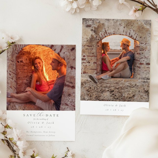 Save The Date Élégant Script Sage Green Photo Mariage (Créateur téléchargé)