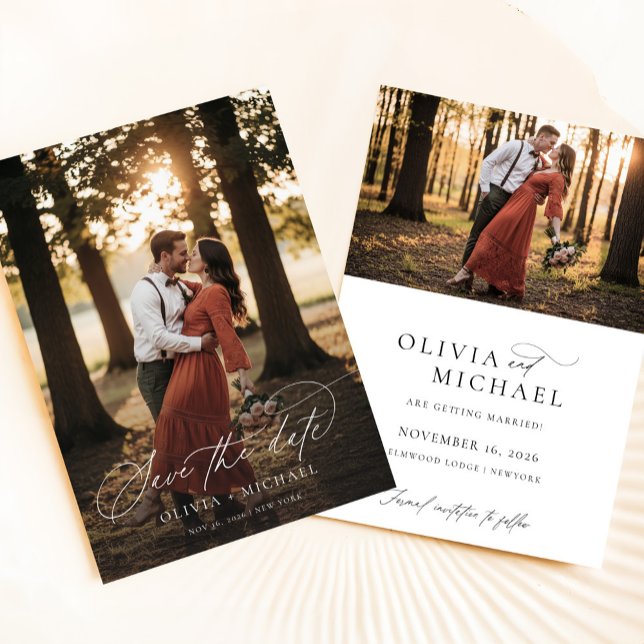 Save The Date Élégant Script Simple Photo Mariage (Créateur téléchargé)
