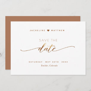 Save The Date Élégant Script, Terracotta, Simple Mariage