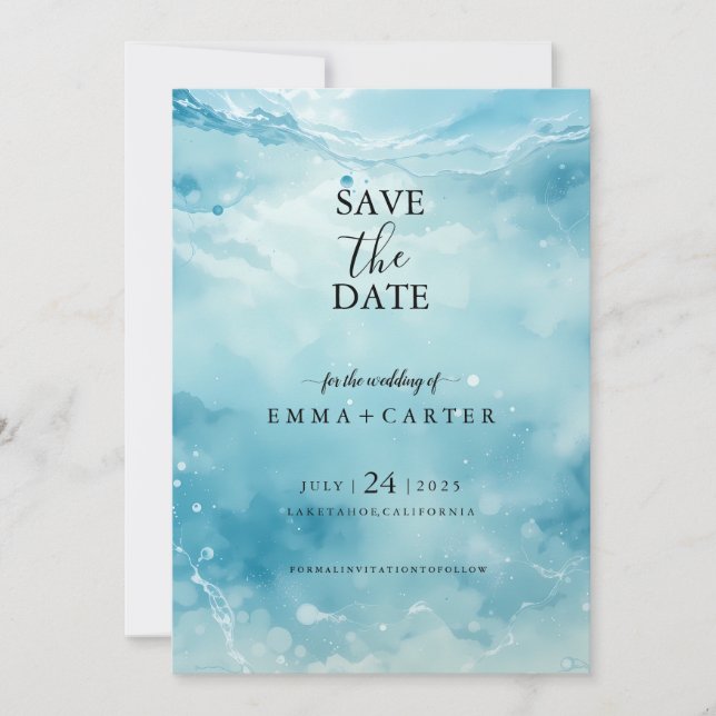 Save The Date Élégant Script UnderSea Watercolor Enregistrer la  (Devant)