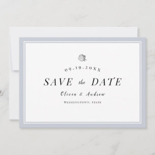 Save The Date Elégant Silver Floral minimaliste enregistrer la d