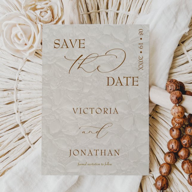Save The Date Élégant Simple Beige Date de Sauvegarde (Créateur téléchargé)