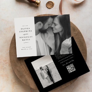 Save The Date Élégant simple deux photos noir et blanc