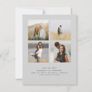 Save The Date Élégant Simple et mignon Quatre photos Enregistrer