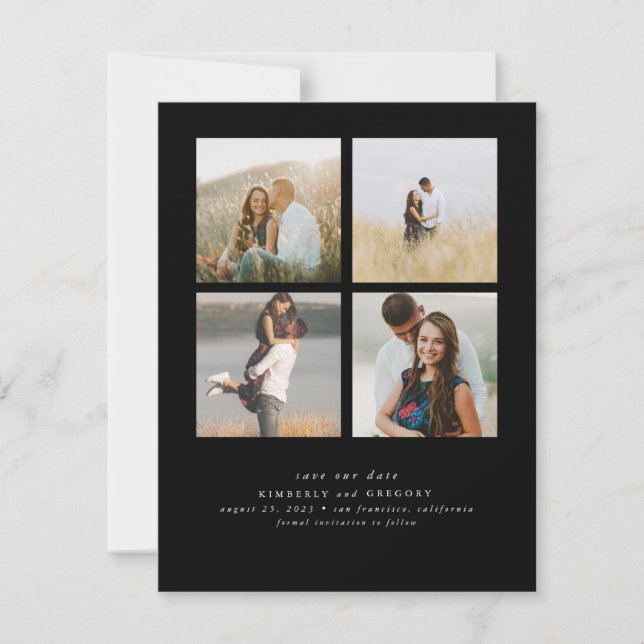 Save The Date Élégant Simple et mignon Quatre photos Enregistrer (Devant)