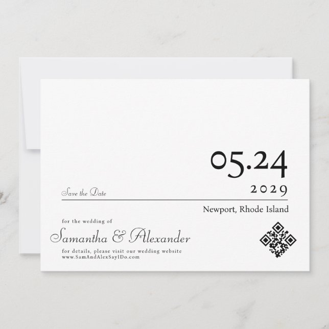 Save The Date Élégant Simple Formel Mariage Non-Photo (Devant)