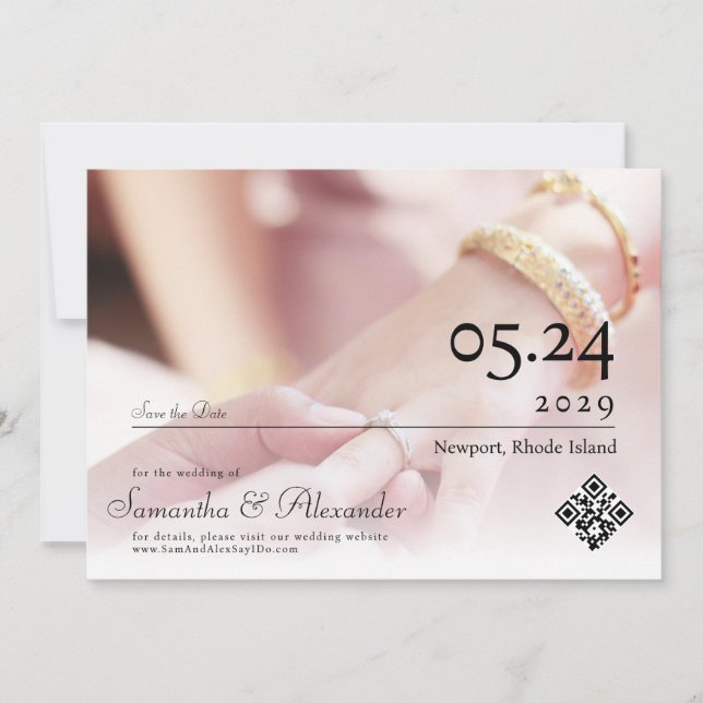 Save The Date Élégant Simple Formel Unique Photo Mariage (Devant)
