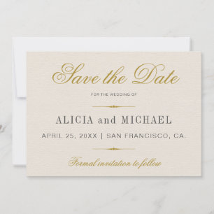 Save The Date Élégant Simple Gold Calligraphy Classic Mariage