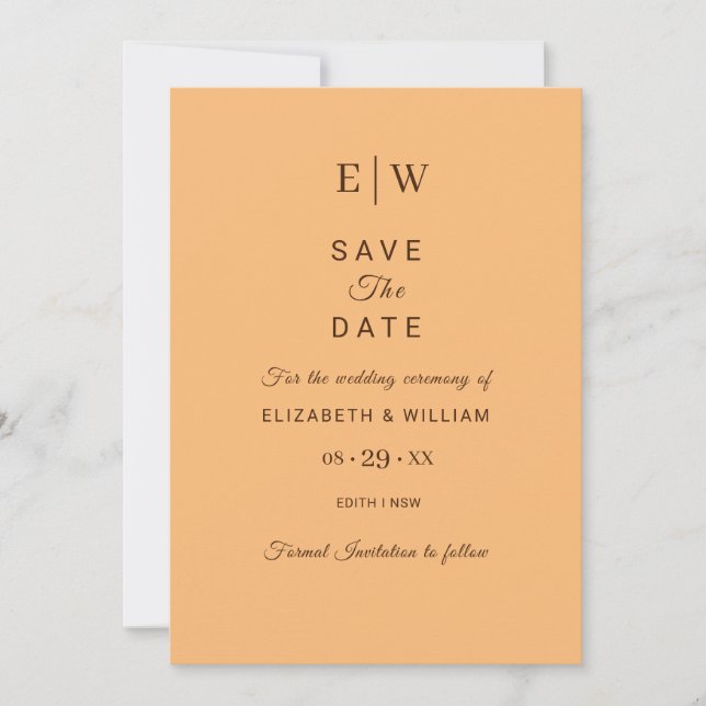 Save The Date Élégant simple Mariage de monogramme (Devant)