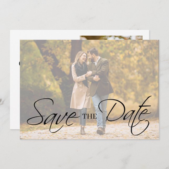 Save The Date Elégant Simple Minimal Photo Wedding Enregistrer L (Devant / Derrière)