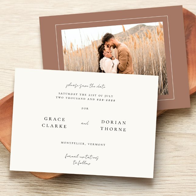 Save The Date Elégant simple Neutre Mocha Mousse Mariage photo (Créateur téléchargé)