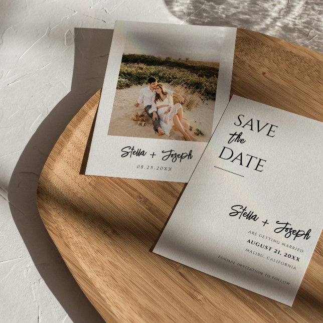 Save The Date Élégant simple noir & blanc Mariage photo moderne (Créateur téléchargé)