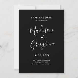 Save The Date Élégant Simple Noir Minimaliste Mariage moderne