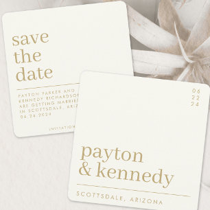 Save The Date Elégant Simple Stylish Cream et Gold Chic Carré