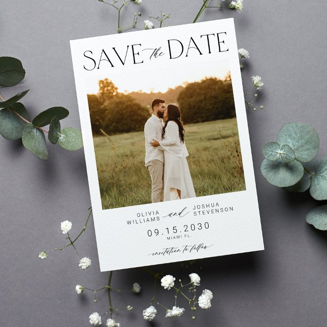 Save The Date Élégant simple typographie script photo mariage (Créateur téléchargé)