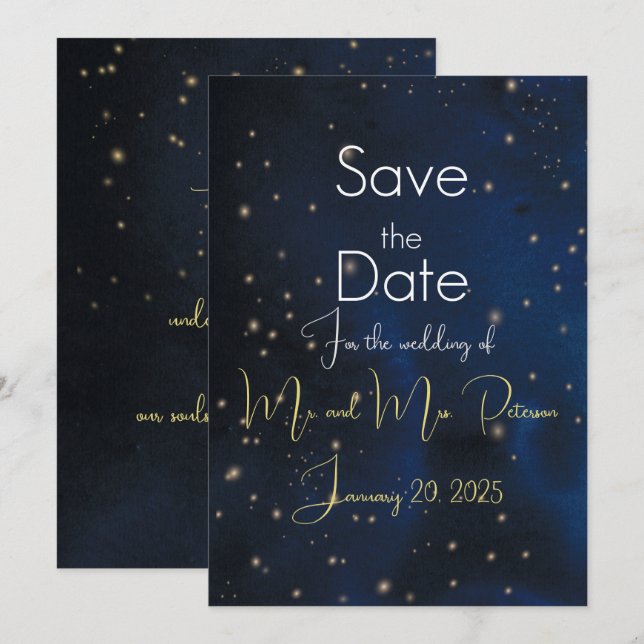 Save The Date Élégant Soirée Enregistrer la Date (Devant / Derrière)