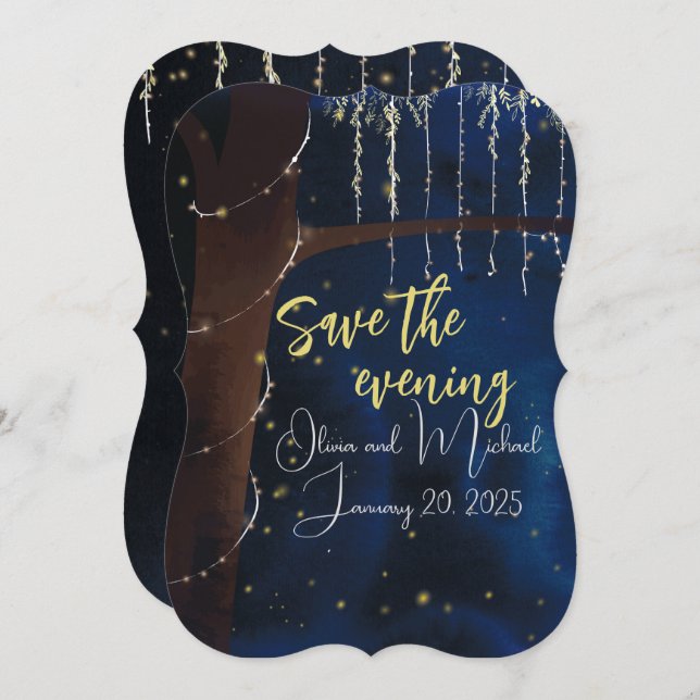 Save The Date Élégant Soirée Enregistrez la Date (Devant / Derrière)