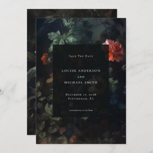 Save The Date Élégant sombre romantique Moody Floral Mariage