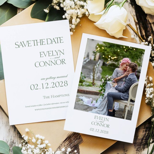 Save The Date Elégant Style Photo Mariage Enregistrer La Date (Créateur téléchargé)