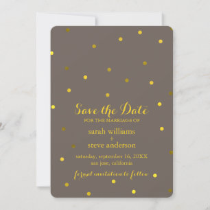 Save The Date Elégant Taupe Faux Gold Foil Dots Enregistrer la d