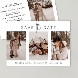 Save The Date Élégant texte blanc multi-noir 4 photo