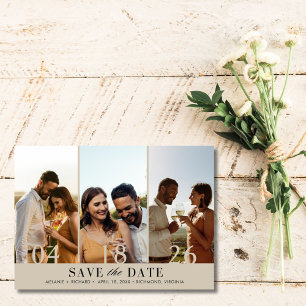 Save The Date Elégant Trois photos Collage Mariage Enregistrer l