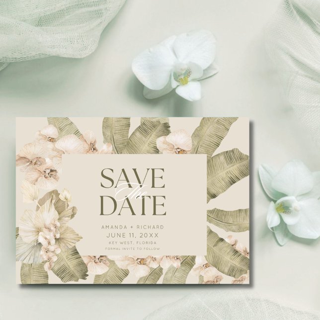Save The Date Elégant Tropical Beach Photo Wedding Enregistrer l (Elegant Tropical Beach Photo Wedding Save the Date)