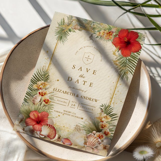 Save The Date Elegant Tropical Botanical Wedding (Créateur téléchargé)