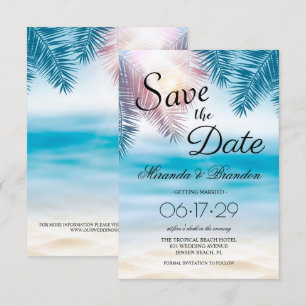 Save The Date Elégant Tropical Ocean Summer Beach Mariage
