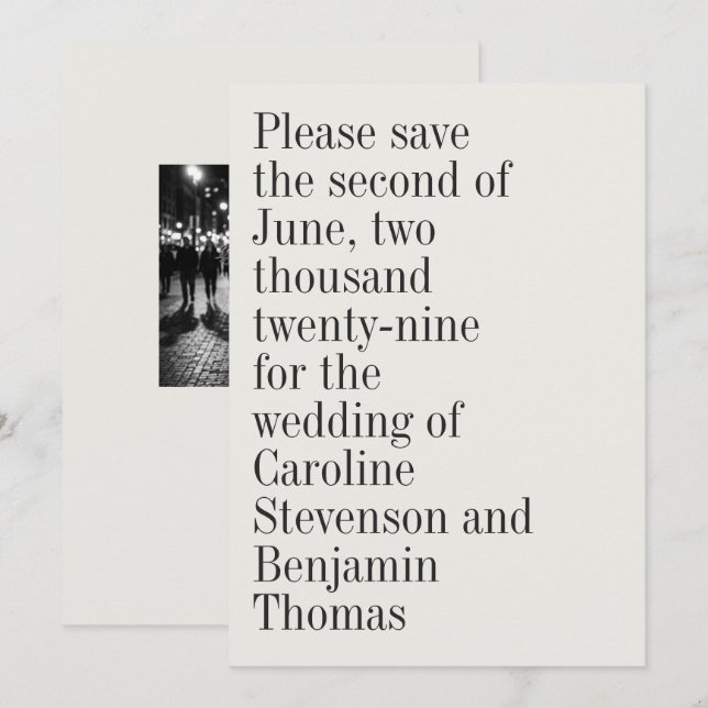 Save The Date Elegant Typography Contemporary Photo QR Code (Devant / Derrière)
