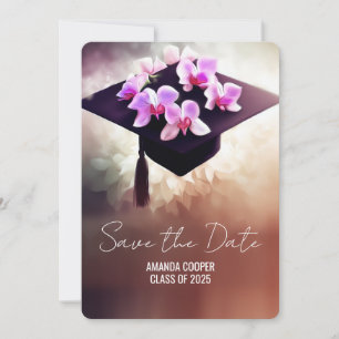 Save The Date Élégant Unique Orchidées Graduation