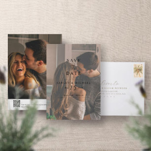 Save The Date Elégant Vellum Overlay 2 Photo QR Code Mariage