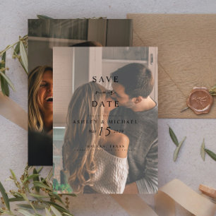 Save The Date Elégant Vellum Overlay Aquarelle 2 Mariage photo